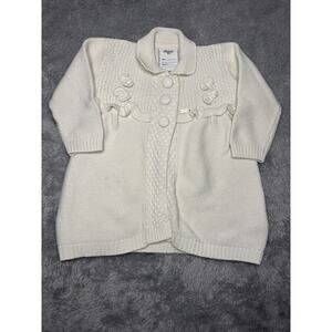 Mayoral Girl Knit Sweater 12 Month Baby White detailed Button Top Collared